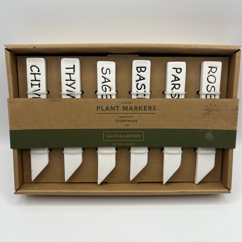 Smith & Hawken Ceramic Plant Markers Box. NWT